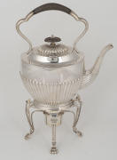 An antique English sterling silver spirit kettle with lion paw feet, made in Birmingham, early to mid 20th century, 34cm high, 989 grams total including timber handle. - 2