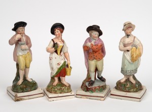 STAFFORDSHIRE "Four Seasons" set of four antique English pearl ware statues, early 19th century, A/F, the largest 20.5cm high.