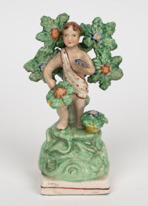 STAFFORDSHIRE antique English pearl ware statue, titled "WALTON" on reverse, early 19th century, A/F, 17cm high.