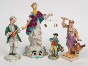 Four assorted antique English porcelain statues, 18th/19th century, A/F, ​​​​​​​the largest 25cm high.