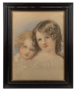 THOMAS LAWRENCE R.A. (1769-1830), "The Darlings" antique colour lithograph, attractively housed in a fine quality ebonized frame. 57 x 46cm overall.