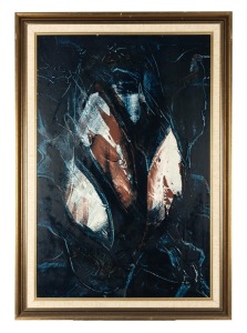 ARTIST UNKNOWN, (abstract in blue), acrylic on board, ​​​​​​​90 x 60cm, 104 x 74cm overall.