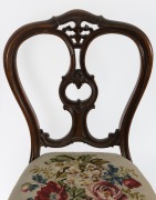 An antique English carved walnut dining chair with cabriole legs and later tapestry drop-in seat, circa 1870. - 2