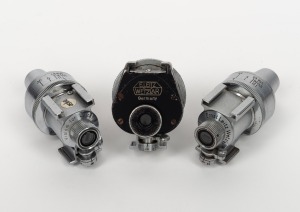 LEITZ: Group of three chrome universal viewfinder attachments - one VIOOH and two VIDOM. (3 items)
