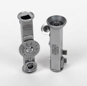 LEITZ: Two finders - one FOKOS in chrome with scale in feet, together with one WINTU in chrome. (2 items)