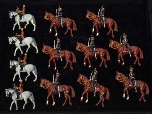 W. BRITAIN cavalry hussars and heralds, (12 items)