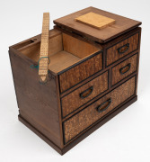 An antique Japanese sewing box with lift-top, drawers and compartments, circa 1900, 27cm high, 34cm wide, 21cm deep. - 3