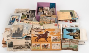 POSTCARDS, CIGARETTE & TRADE CARDS: An untidy accumulation. Inspection will reward.
