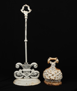 Two antique white painted cast iron doorstops, 19th/20th century, ​​​​​​​21cm and 61cm high.