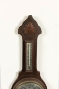 An antique English wall mounted aneroid barometer thermometer, 19th/20th century, 68cm high overall. - 2