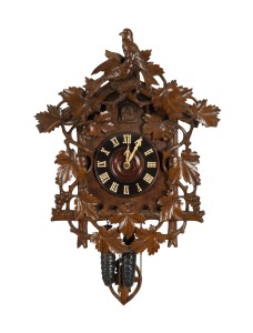 BLACK FOREST antique German weight driven cuckoo clock, time and gong striking movement, 19th/20th century, 58cm high.