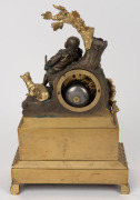 An antique French figured mantle clock in ornate gilt bronze ormolu case with eight day time and bell striking movement, circa 1850s. (Note: dial damaged). 40cm high. - 2