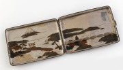 An antique Japanese silver and niello cigarette case inlaid with copper and gold, early 20th century, stamped "950", 11cm wide, 100 grams. - 3