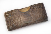 An antique sterling silver calling card case with engraved ownership details, housed in original plush fitted box, circa 1900, 8cm wide, 24 grams.