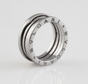 An 18ct white gold ring, branded "Bvlgari", stamped "750, Made in Italy, Bvlgari", 10.9 grams.