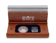 FIFTY DOLLARS: 1990 $50 &frac12;oz proof in jarrah timber presentation box, limited edition #568 of 3000 issued; 15.55gr of 9995/10000 platinum.
