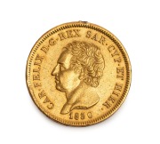 KINGDOM OF PIEDMONT-SARDINIA 1830 Carlo Felice, 80 Lira, Genoa Mint, (25.8g; 33mm), the lettering translates "Charles Felix by the Grace of God, King of Sardinia, Cyprus and Jerusalem".