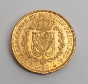 KINGDOM OF PIEDMONT-SARDINIA 1830 Carlo Felice, 80 Lira, Genoa Mint, (25.8g; 33mm), the lettering translates "Charles Felix by the Grace of God, King of Sardinia, Cyprus and Jerusalem". - 2