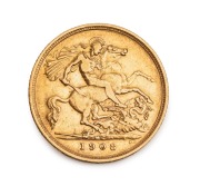 Half Sovereign, Edward VII, 1908 St. George reverse, Sydney Mint, VF.
