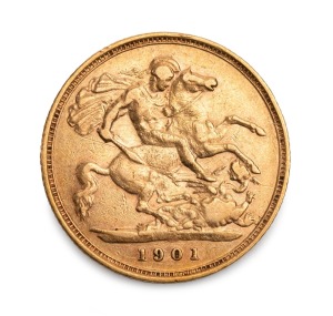 GREAT BRITAIN: VICTORIA, Veiled Head 1901 Half Sovereign, VF.