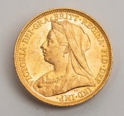 1896 Sovereign, Veiled Head, St. George reverse, Melbourne, Unc. - 2
