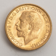 1913 Sovereign, GEORGE V, St. George reverse, Melbourne, aUnc. - 2