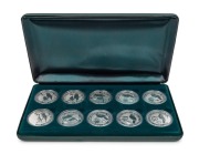 1999-2000 Kookaburra $1 (1oz.) Australian Themes / Landmarks Privy Mark Series, complete set of ten coins, in their presentation case, with numbered certification.