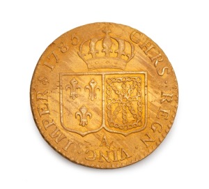 FRANCE: Louis XVI, 1785 Louis d'Or, Mint Mark A (Paris), gold; dull finish from treasure find.