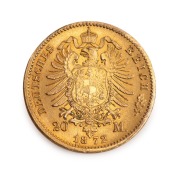 PRUSSIA, KING WILHELM I, 20 Marks gold, 1872A, EF.