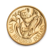 TWO HUNDRED DOLLARS, 1980 $200 gold Koala, uncirculated in blue plastic folder of issue.