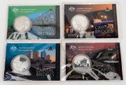 Group of four RAM 2011 'Capital Bridges' ANDA Special Release $1 1oz silver frosted uncirculated limited-edition coins, all in original packaging, comprising Melbourne, Sydney, Brisbane, and Adelaide. (4 items)