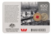 RED POPPY $1: 2015 RAM '100 Years Of ANZAC - The Spirit Lives - 2014-2018 - WW1 War Heroes' commemorative carded coin issue. One of Australia's most highly sought-after one-dollar coins, the Red Poppy owes its scarcity to the fact that it was only offered