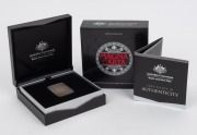 MAGNA CARTA: RAM 2015 $5 31.11g rectangular antiqued silver coin, in original case with CoA and box, limited edition 4405/10000.
