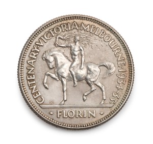 1934-35 Melbourne Centenary florin, EF.