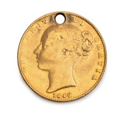 GREAT BRITAIN: VICTORIA, Young Head 1842 Sovereign, Shield reverse, F (holed).