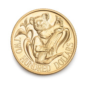 TWO HUNDRED DOLLARS, 1983 $200 gold Koala, uncirculated, in blue plastic folder of issue.