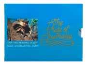 TWO HUNDRED DOLLARS, 1989 $200 gold Frilled Neck Lizard, Uncirculated, in folder of issue.