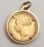 1875 Melbourne Mint gold sovereign, mounted in 14ct gold as a pendant, &euro;&lsaquo;&euro;&lsaquo;&euro;&lsaquo;&euro;&lsaquo;&euro;&lsaquo;&euro;&lsaquo;&euro;&lsaquo;10.8 grams total - 2