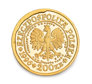 POLAND: 1996 200 Zlotys, White-tailed Eagle, pure gold Proof.