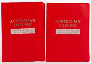 ELIZABETH II, pre-decimal uncirculated coin sets in red plastic folders, comprising of ½d (1964 x 2), 1d (1963 & 1964), 3d (1964 x 2), 6d (1962 & 1963), 1/- (1959 x 2) and 2/- (1962 x 2), Unc.