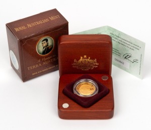 TEN DOLLARS - 1/10oz GOLD PROOF: 2014 Royal Australian Mint 'A Voyage to Terra Australis', in original case with CoA and box, limited edition 842/2500.