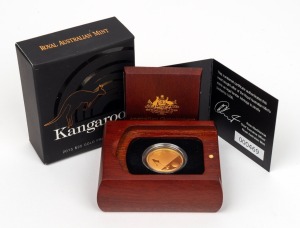 TWENTY-FIVE DOLLARS - 1/5oz GOLD PROOF: RAM 2015 'Kangaroo At Sunset' coin, limited edition 469/1000, in original case with CoA and box.