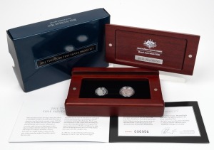 RAM 2011 two-coin silver proof set, limited edition 956/6000, in original timber case with CoA and box.