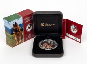 TWO DOLLARS - YEAR OF THE DOG: Perth Mint 2018 ANDA Money Expo 2oz coloured silver proof, limited edition 473/1000, in original case with CoA and box.