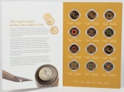 30th ANNIVERSARY OF THE TWO DOLLAR COIN: 2018 RAM carded uncirculated twelve-coin collection, eight of which coloured. - 2