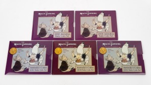 THE MAGIC PUDDING: Group of five RAM baby six-coin uncirculated sets, comprising 2006 (x2), 2007 (x2), and 2008. (5 items)