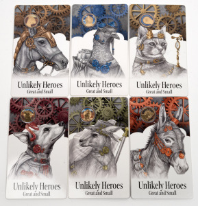 Complete set of six 2015 RAM 'Unlikely Heroes - Great and Small' carded uncirculated coloured one dollar coins. (6 items)