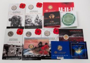 Group of eleven RAM carded uncirculated commemorative coin issues, including six different 2009-2013 'Australia Remembers', 2015 & 2017 $2 Remembrance Day, 2018 $2 'Lest We Forget - Eternal Flame', 2018 'Remembrance Day - Armistice Centenary', and others.