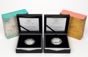 DOMED SILVER PROOFS: Two RAM 2019 'A New Map Of The World' $5 1oz coins, both in original case with CoA and box, comprising '1626 - Columbus - Drake - Cavendish - Magellan' [#1626/5000], together with '1812 - Captain Cook's Tracks and his Discoveries' [#3