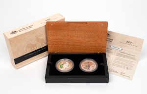 KANGAROOS OF THE WORLD: 2013 RAM/Narodowy Bank Polski joint-issue two-coin silver proof set, limited edition 6240/10,000, in original case with CoA and box, comprising 1oz Australian one dollar and 1oz Polish 20 zloty.
